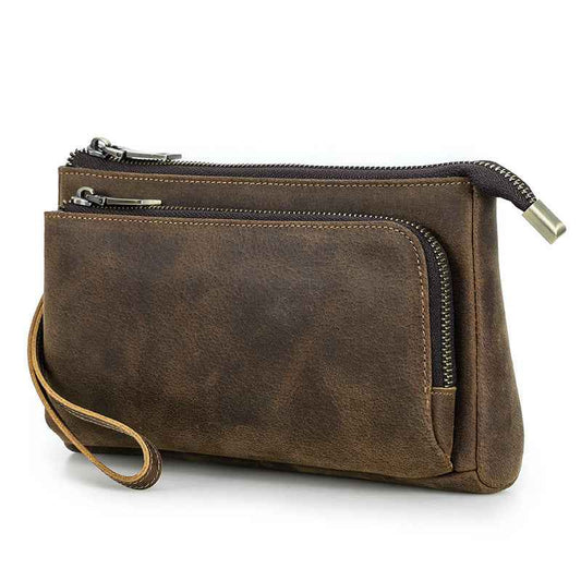 Vintage Genuine Leather Men Clutch EDC Handbag