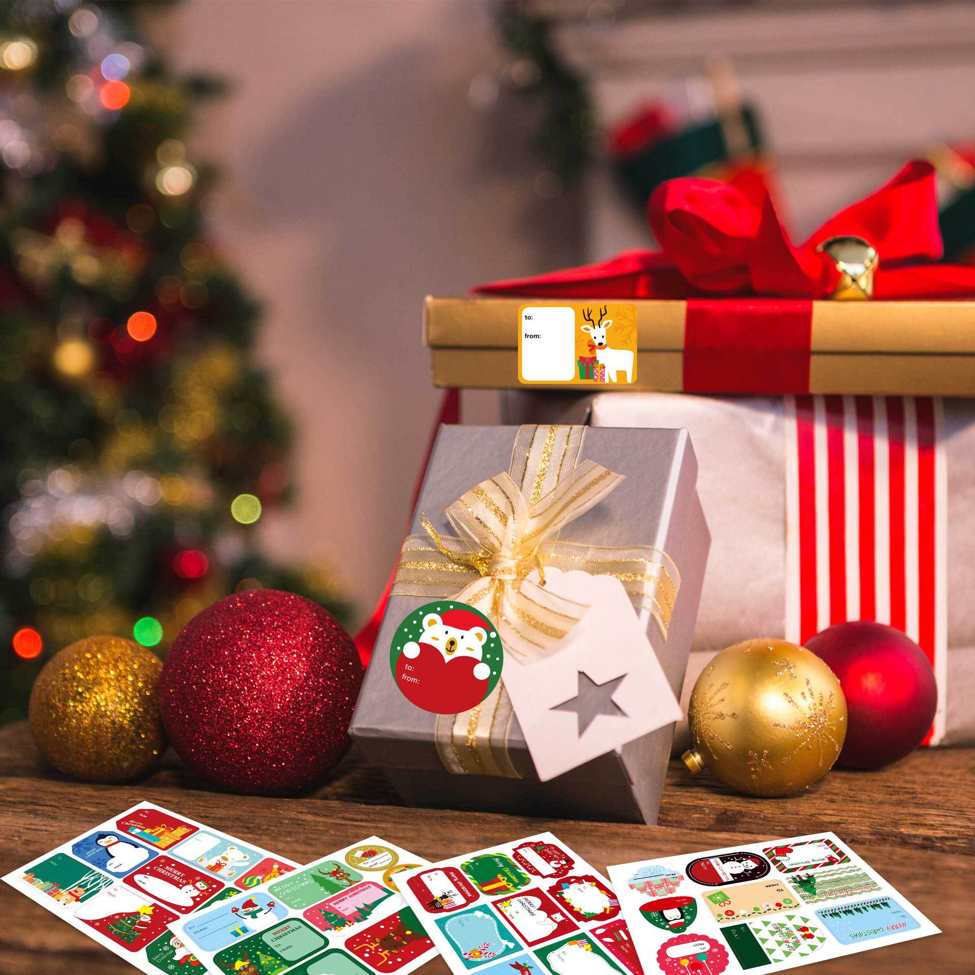 216pcs Christmas Tag To and From Stickers for Gift Box Wrapping