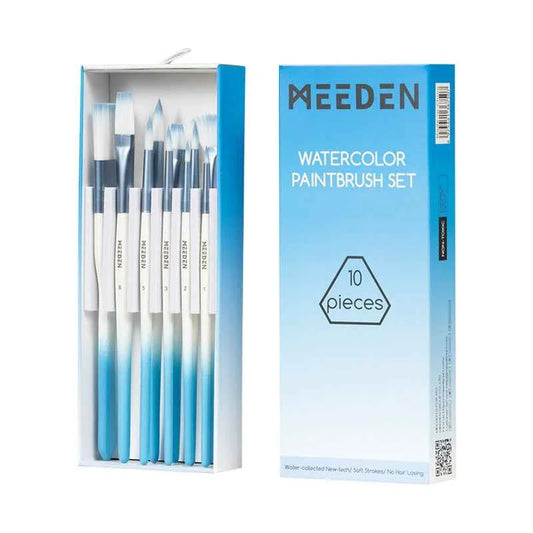 MEEDEN Watercolor Paint Brush Set 10 Piece Sky Blue
