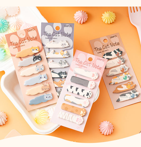 Cute Cat Sticky Notes & Index Tabs Set Kawaii Memo Pads,8-Pack