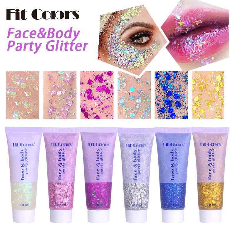 6 Color Face Body Party Glitter Gel 50ml