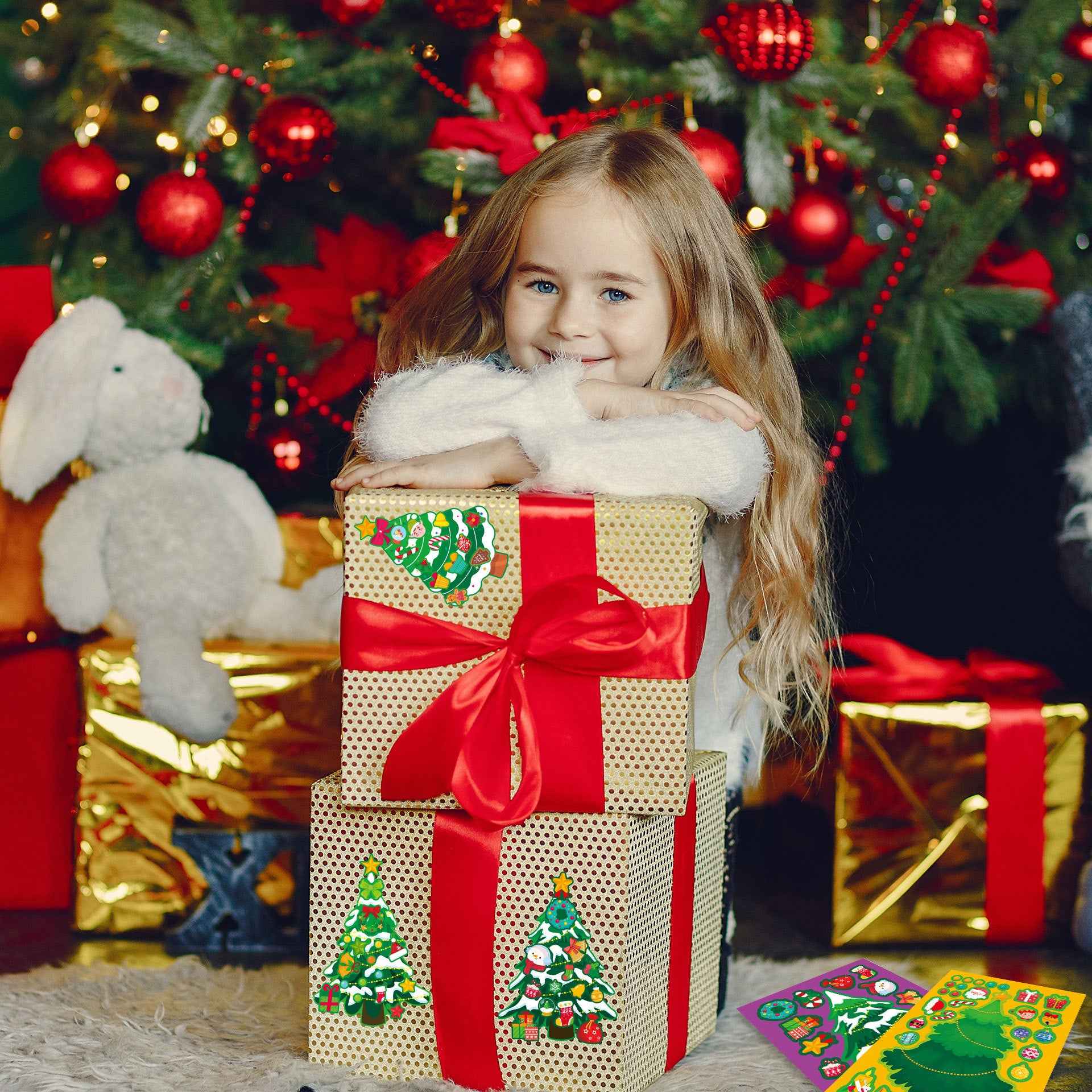 Make a Face Christmas Tree Stickers for Kids 24 Sheets