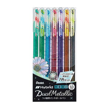 Pentel Hybrid Dual Metallic Gel Pen - 1.0mm - 7 Color Pack
