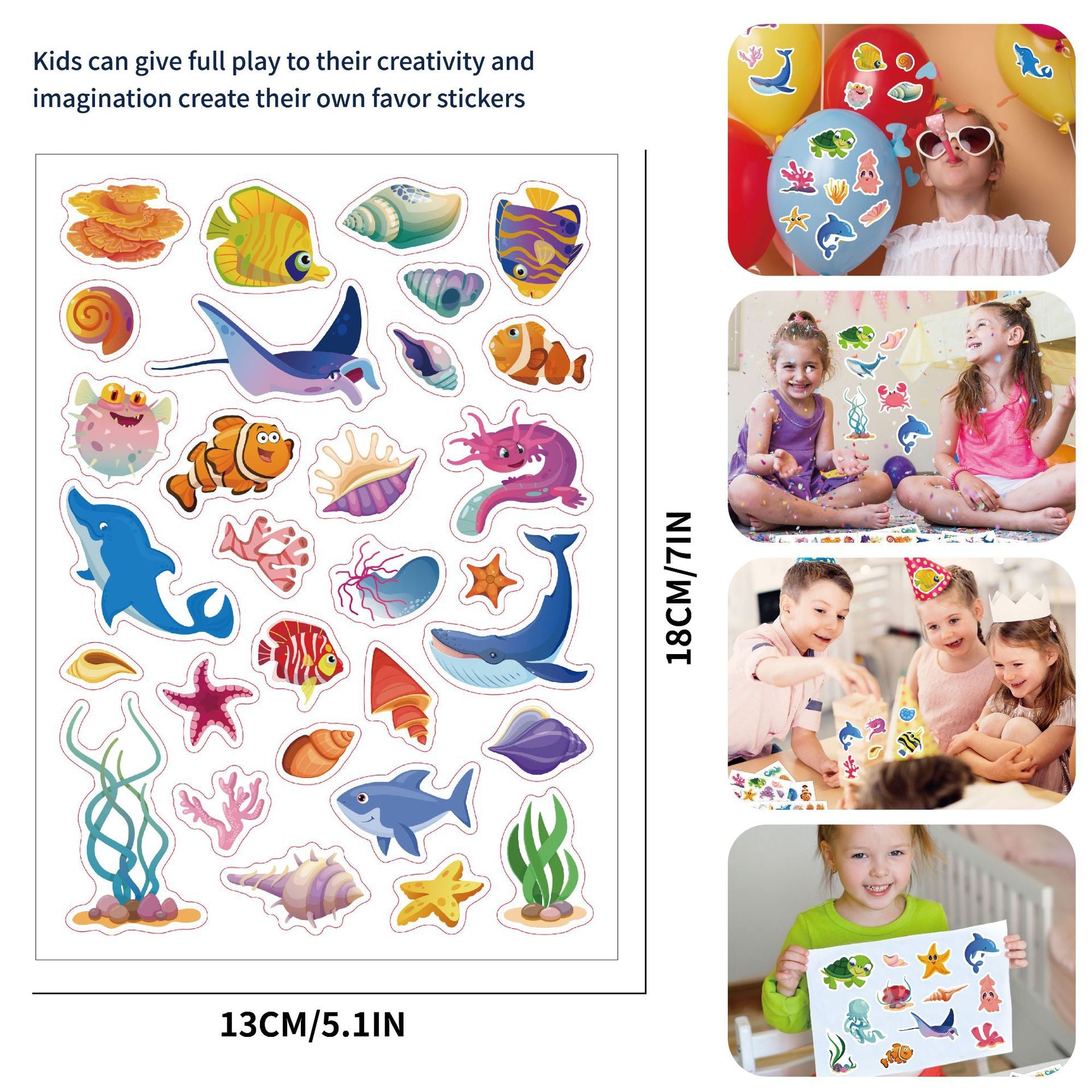 32 Sheets Ocean Sealife Animal Stickers for Kids