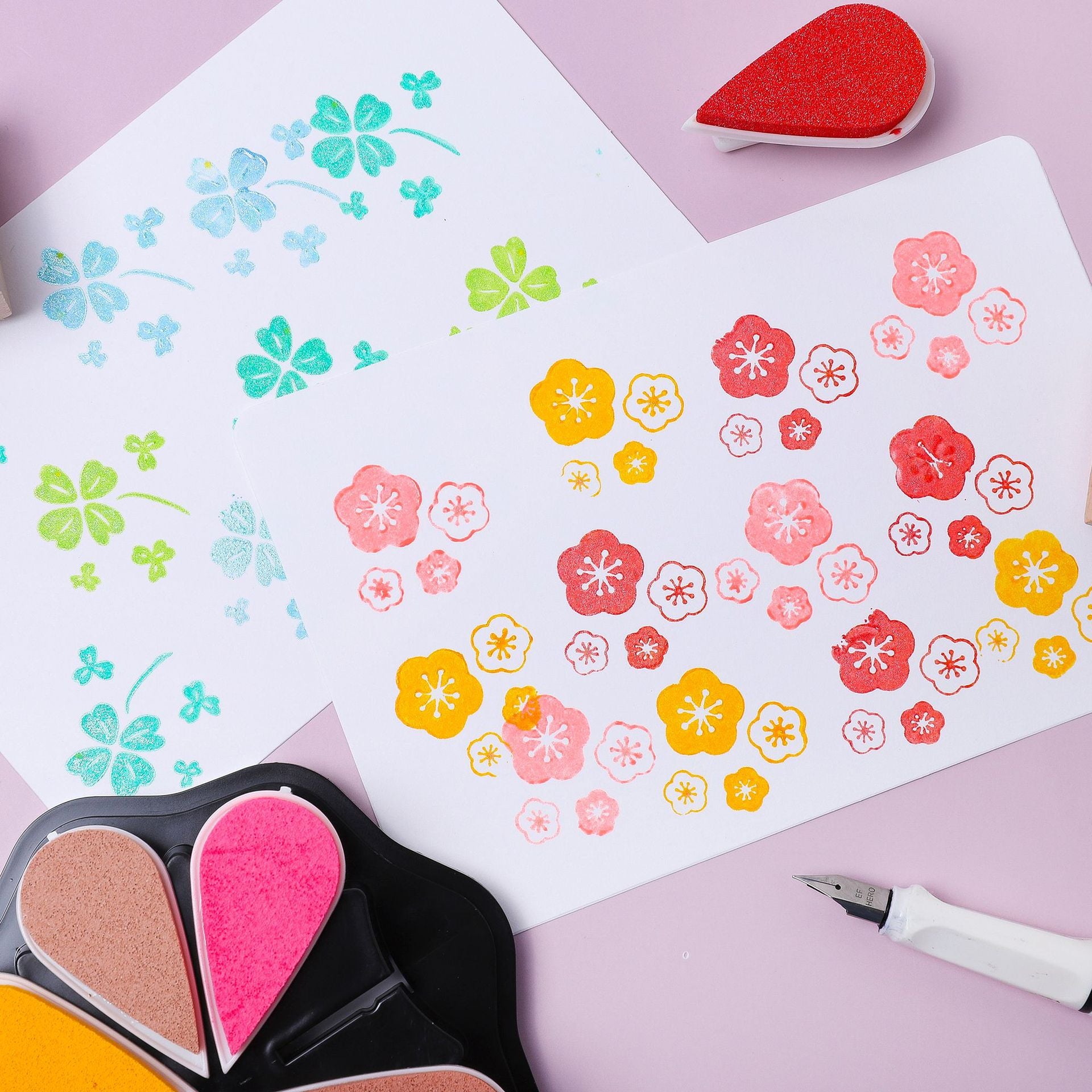 8 Colors Petal Shape Craft Pigment Ink Pad Stamps Partner