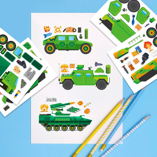 Make a Face sotilasrekka-tankkitarroja lapsille 24 arkkia