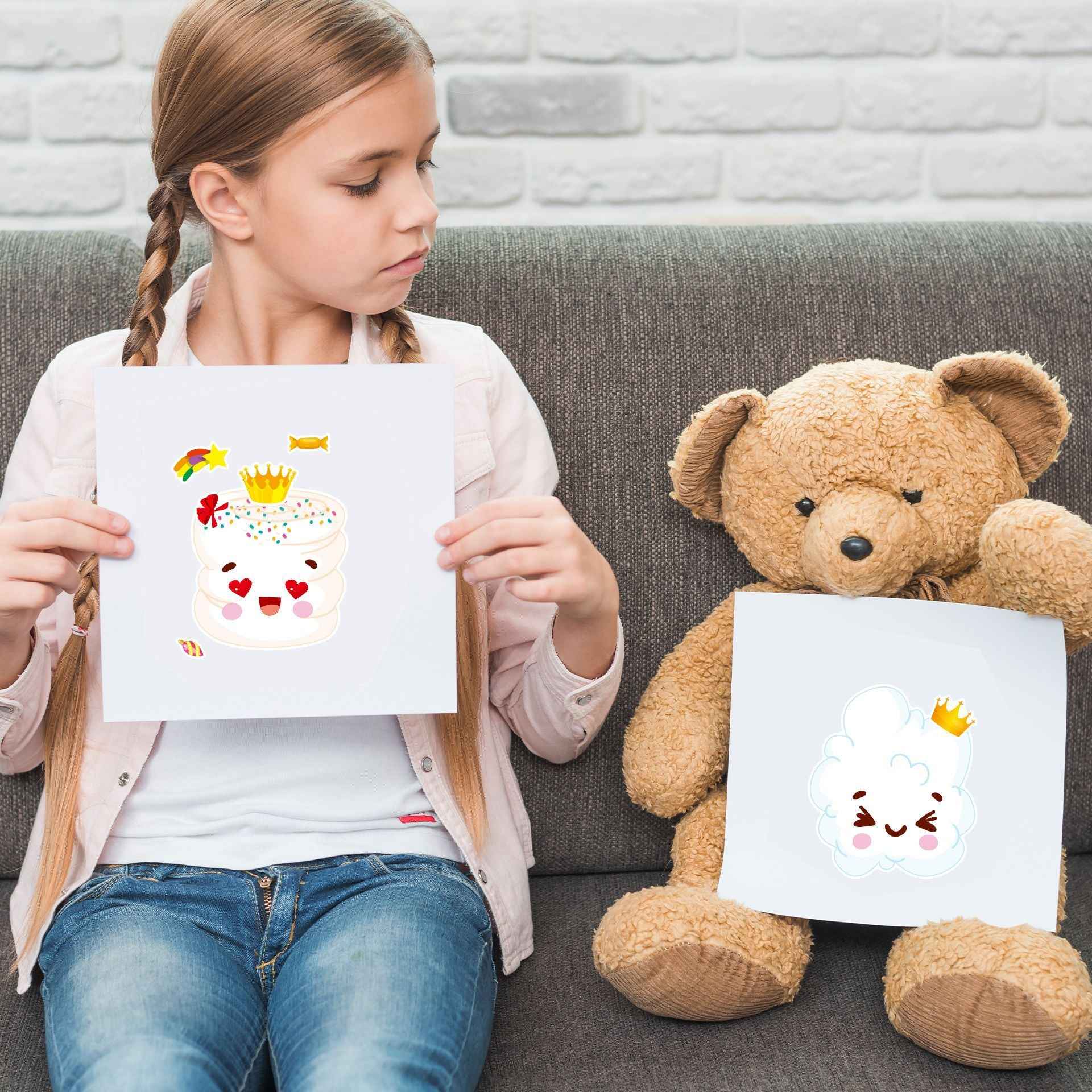 Make a Face Marshmallow Cotton Candy Stickers for Kids 24 Sheets