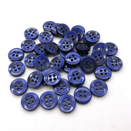 4-hole shirt buttons, pearlized royal blue small round resin (270 pack)