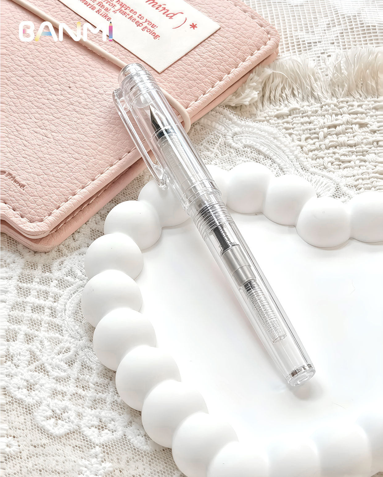 BANMI Transparent Fountain Pen for Beginner 2 Pack (EF 0.38mm & F 0.5mm)