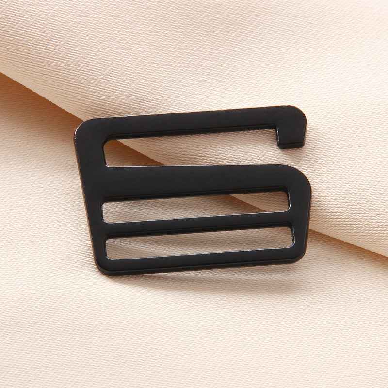 Black metal bra strap clasp with adjustable hook fastener for lingerie strap closure