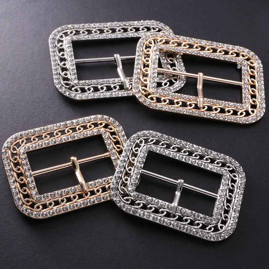 Crystal Belt Buckles Adjustable Coat Clasps with Pin Closure 10 Pack