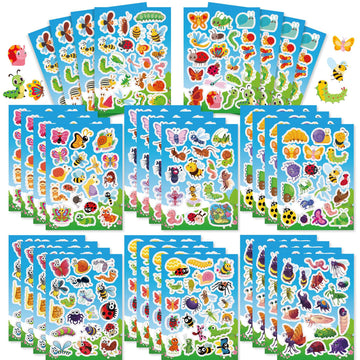 Tee kasvot hyönteiselle, mehiläiselle, kovakuoriaiselle - tee-se-itse tarrat lapsille 24 arkkia