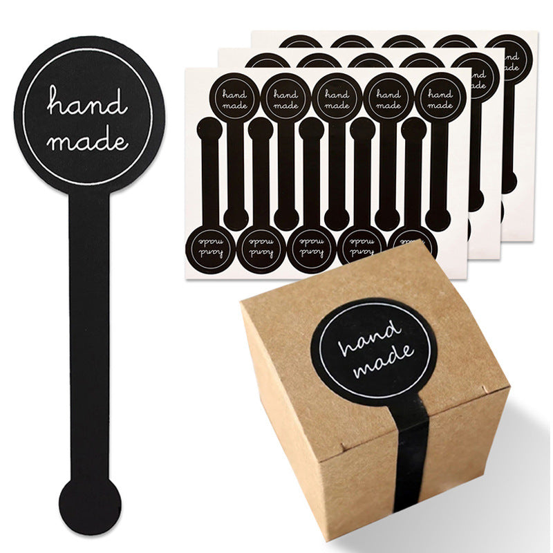 200pcs Hand Made Lollipop Sealing Sticker Black