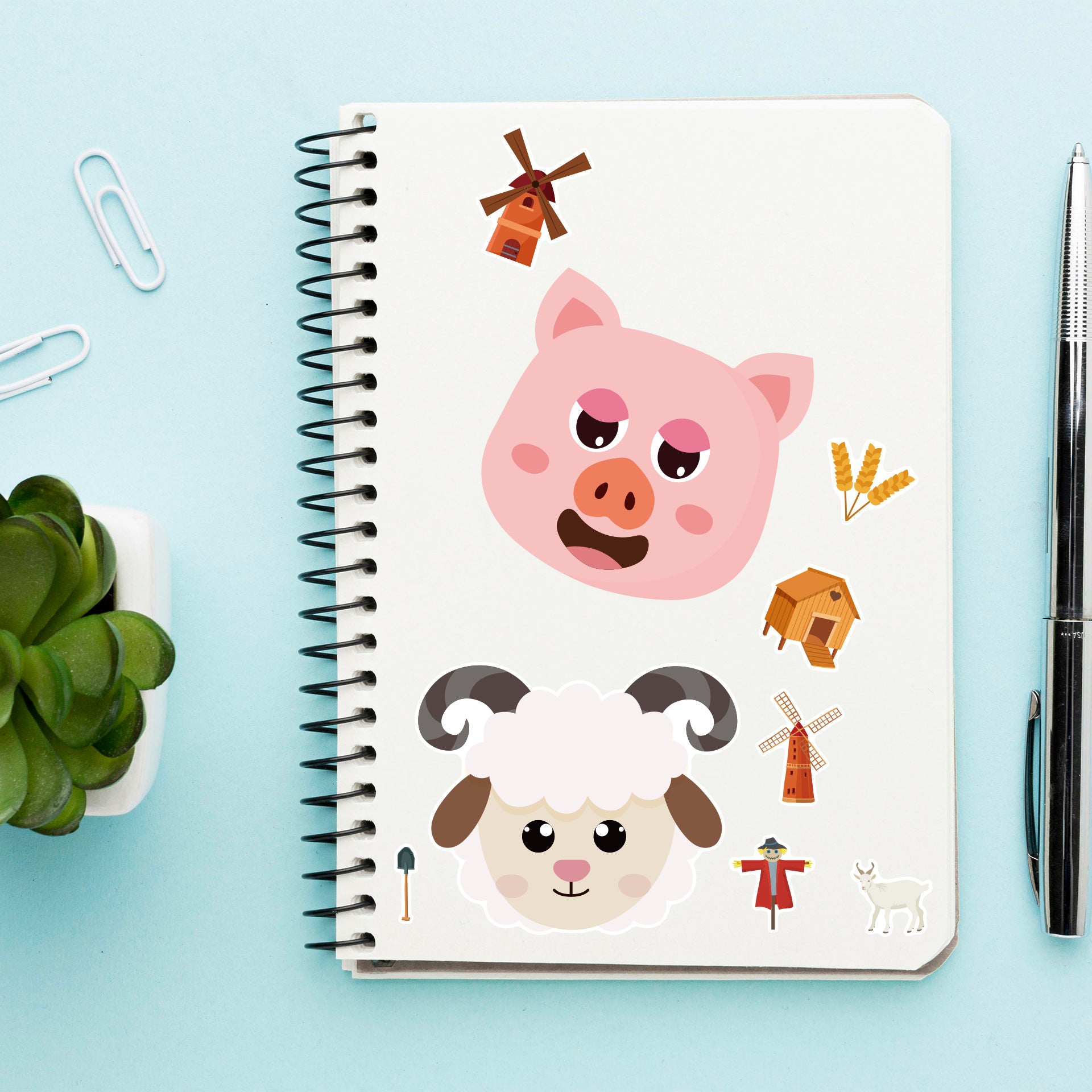 24 Sheets Farm Animals Make Your Own Stickers for Kids