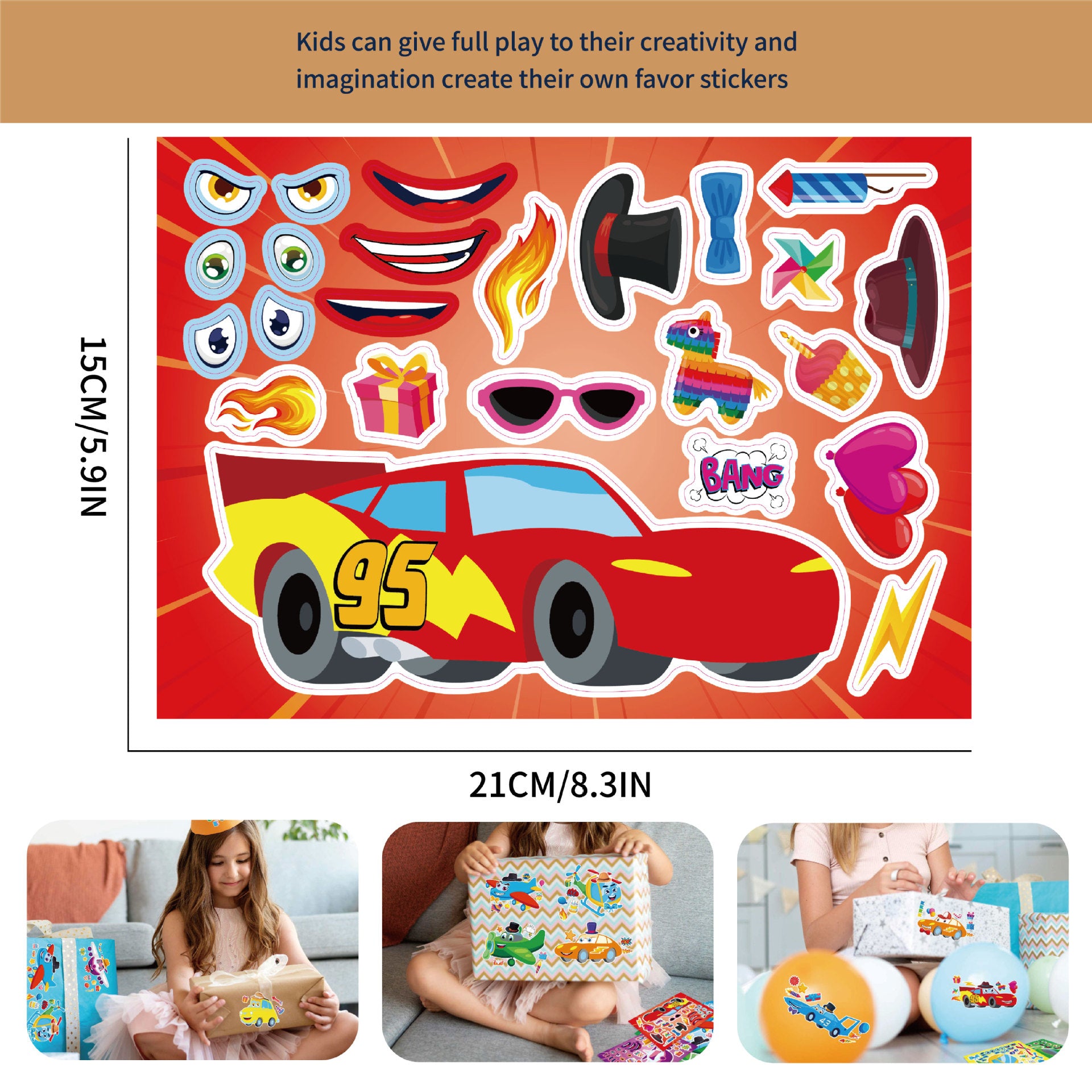 32 Sheets Cartoon Car Airplane Make Your Own Stickers for Kids - TTpen