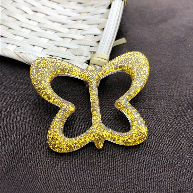 Schal-Knotenknopf Schmetterling, gold glitzernd, 20 mm