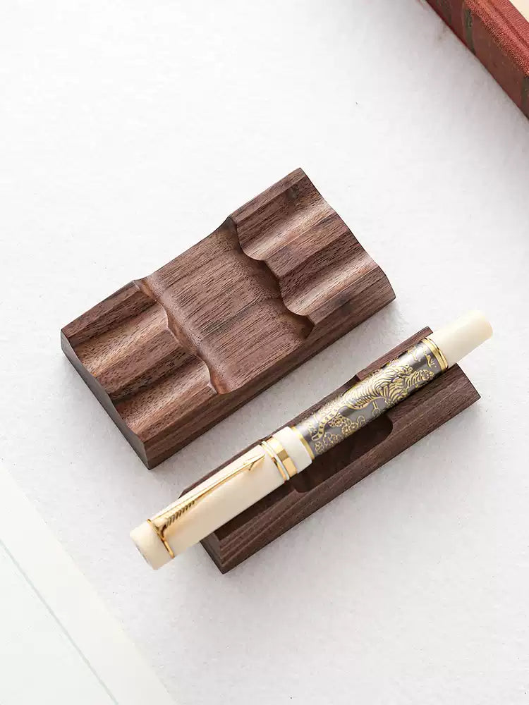 Walnut Wood Pen Stand – Solid Wood Pen Holder & Rest (Single / Double Slot)