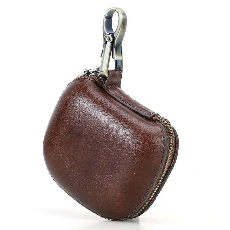 Genuine Leather Case for Apple Powerbeats Pro 2 Bluetooth Earphone Pouch Coffee