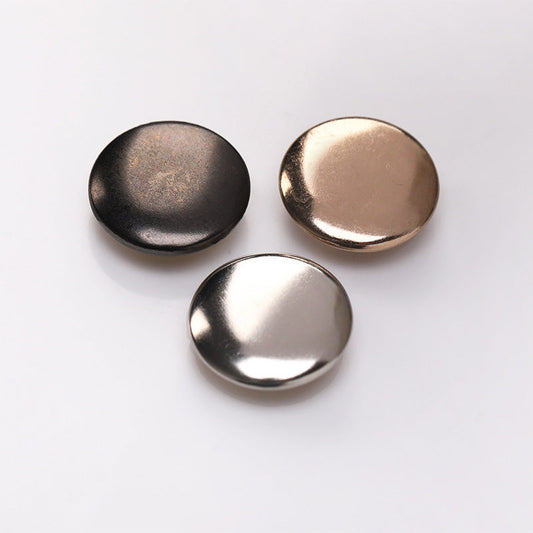 Curved 603 metal snap buttons set with gunmetal, gold, and silver domes