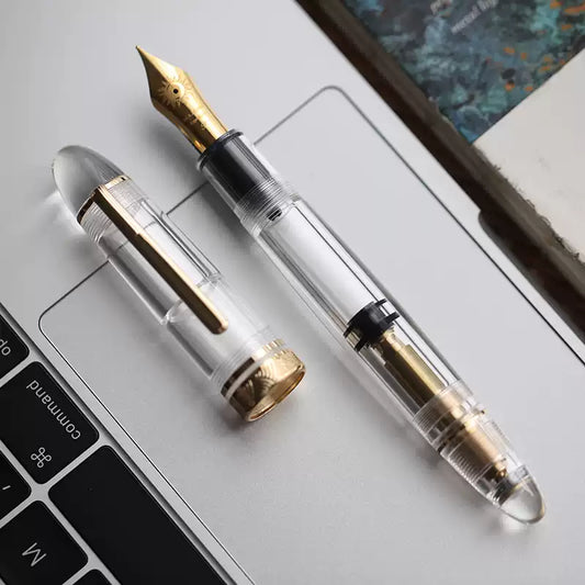 MAJOHN P140 Large Demonstrator Fountain Pen | Full Transparent Body | #8 Nib