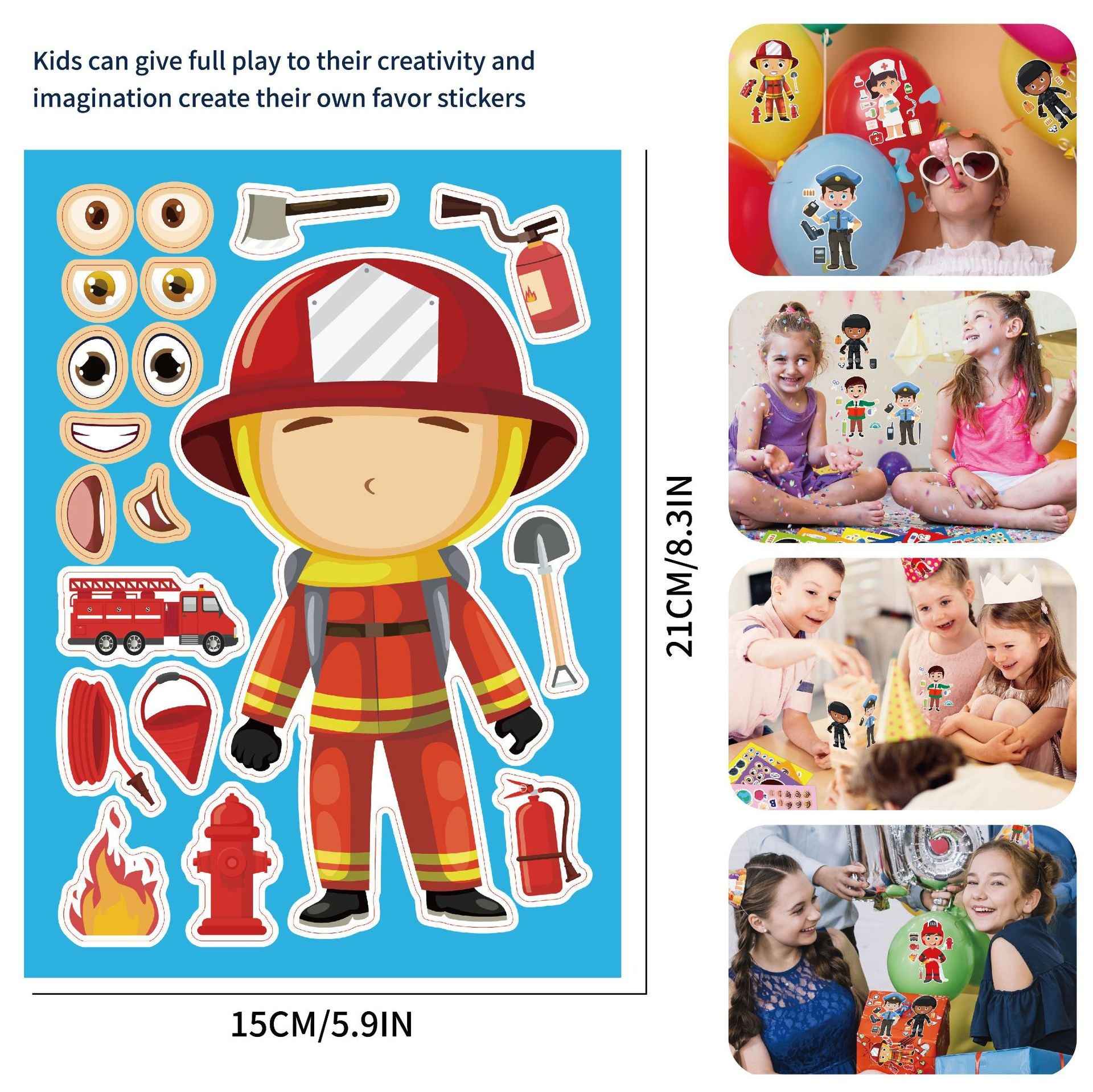Make a Face Cartoon Role Stickers for Kids 24 Sheets
