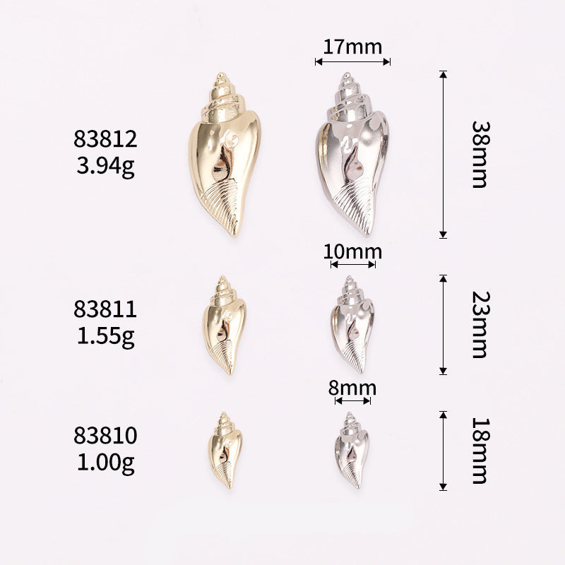 Conch shell metal shank buttons set, Light Gold & Nickel Silver with size markings