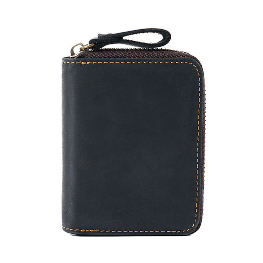 Leather Accordion Card Holder Wallet RFID Blocking Black