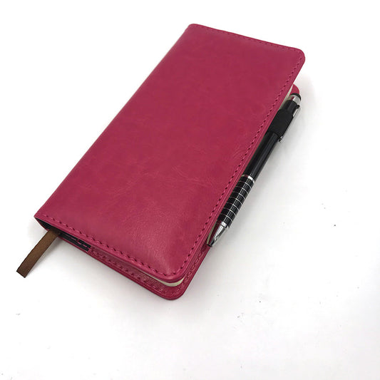 A6 Weekly Planner Notebook with Metal Gel Pen PU Leather Cover, 100 Sheets Wine