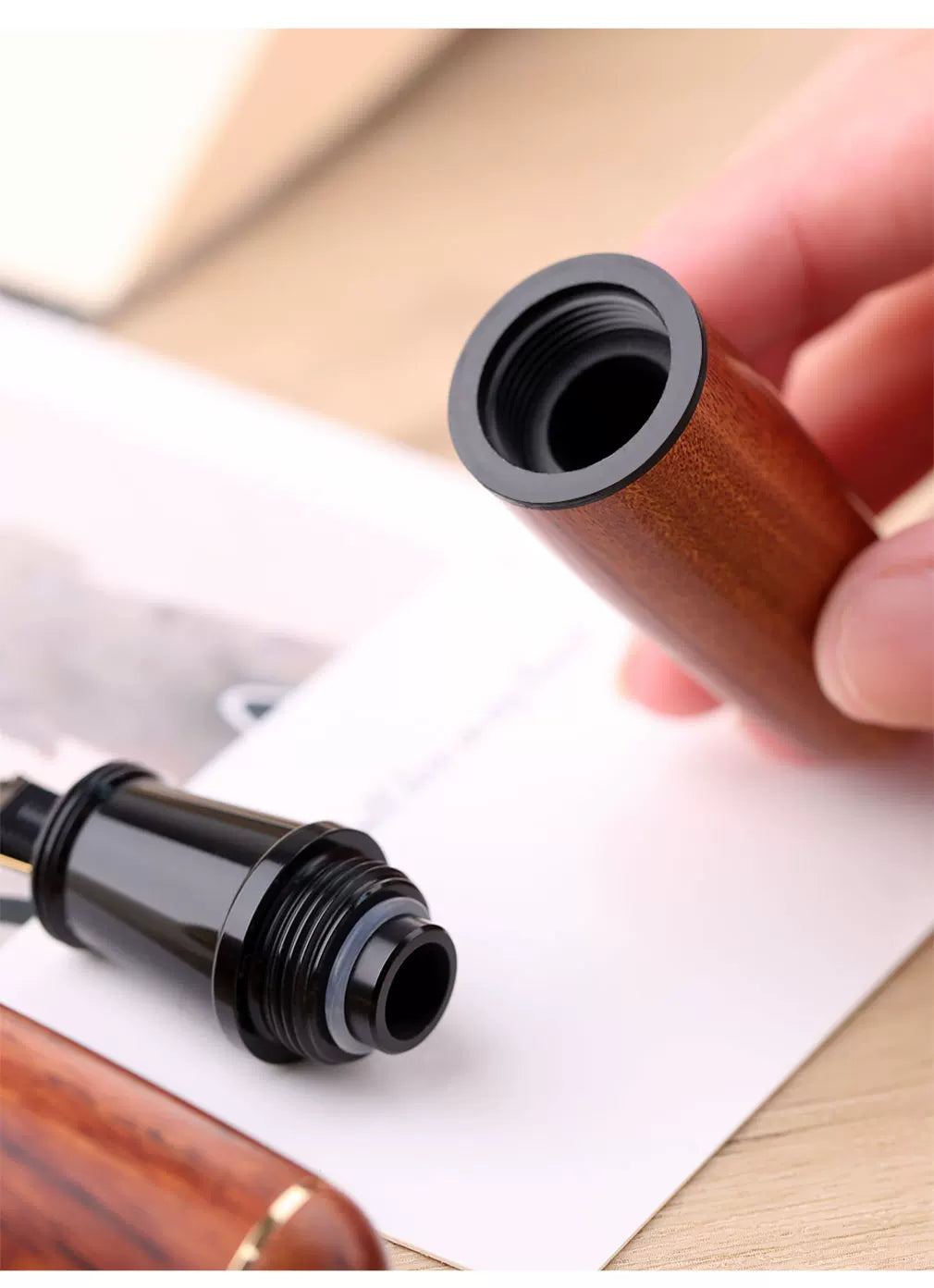MAJOHN Q1 Solid Wood Chubby Short Fountain Pen — Cute Techo Pocket Pen