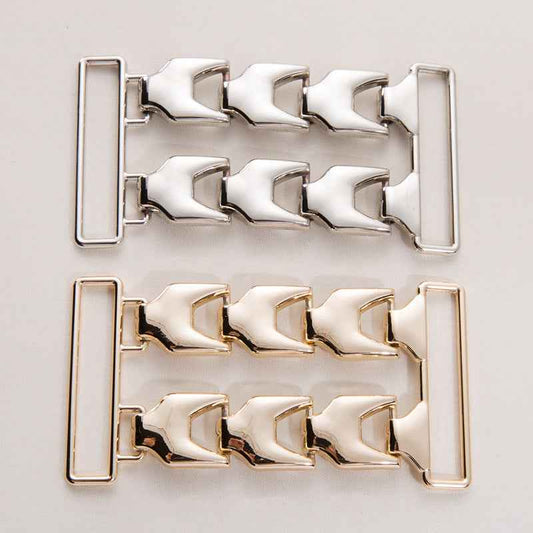 100x50mm Gold & Silver Double Row Metal Chain Buckle 20 Pack
