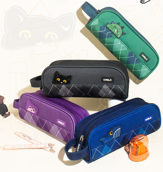 O.KILO Pencil Case Shark Blue/Black Cat/Dino Green/Purple Bear