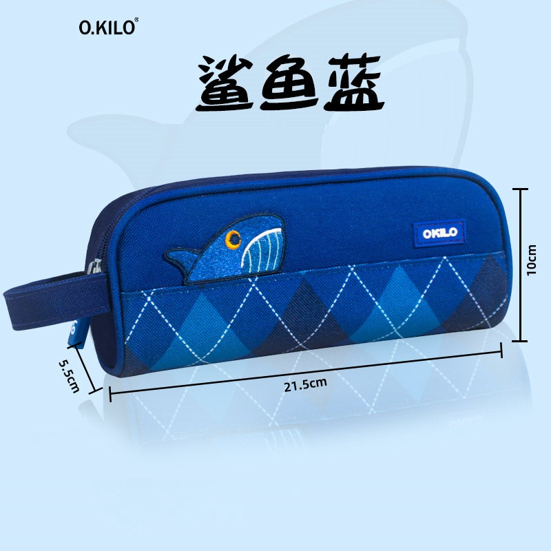 O.KILO Pencil Case Shark Blue/Black Cat/Dino Green/Purple Bear