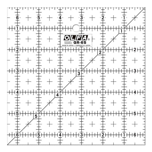 OLFA QR-6S 6 1/2" Square Frosted Acrylic Ruler
