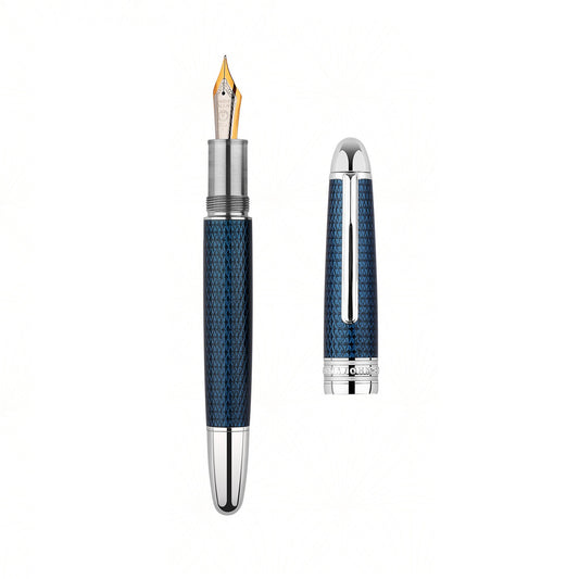 MAJOHN P136 Piston Fountain Pen | Twilight Blue Resin & Metal Body,Premium Gift F 0.5mm
