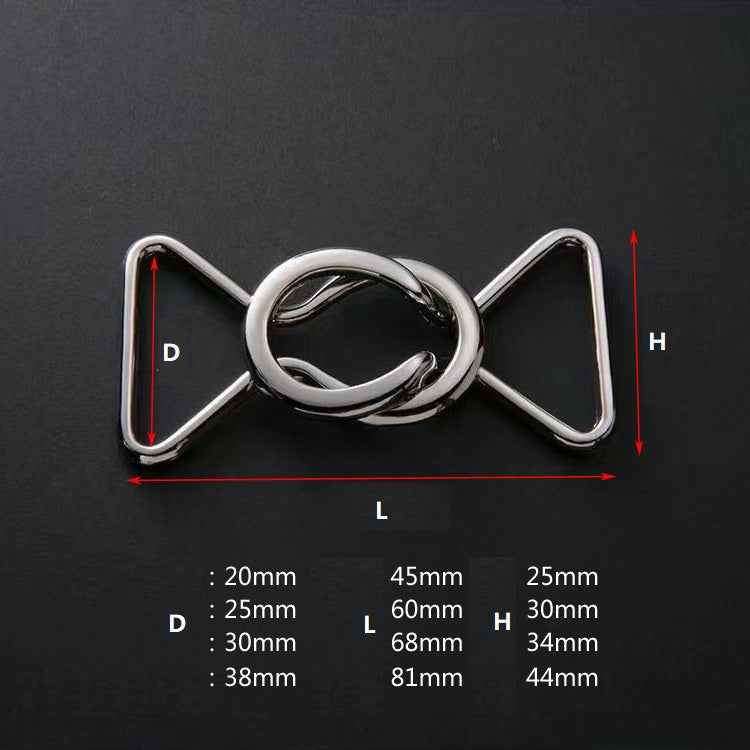 Metal coat belt buckle clasp with round ring, gunmetal-silver tone, adjustable waist