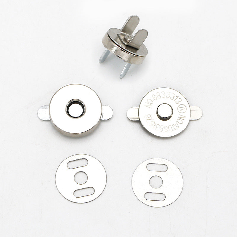 Silver round magnetic snap buttons with front snap and backplate, 20pcs set