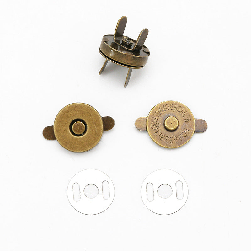Bronze round magnetic snap buttons with front ring and backplate, 20pcs set