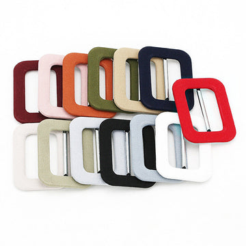 Fabric-covered metal D-ring buckles set, assorted colors with adjustable strap bars