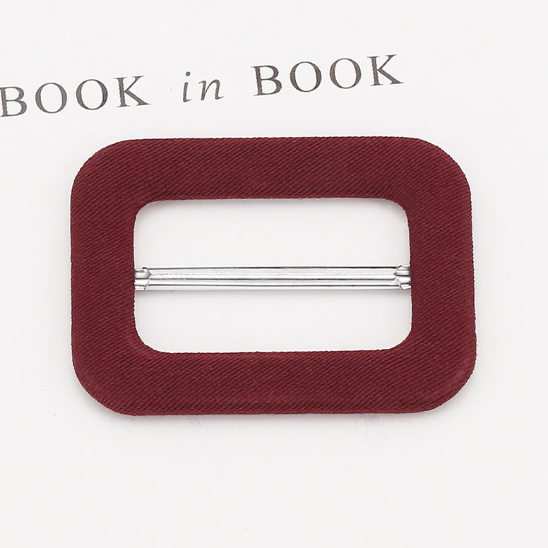 Fabric-covered metal D-ring buckle, wine red with chrome adjustment bar