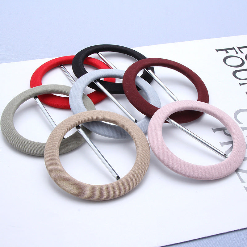 Round fabric-covered D-ring buckles set with metal bar, multiple colors (8 pcs)