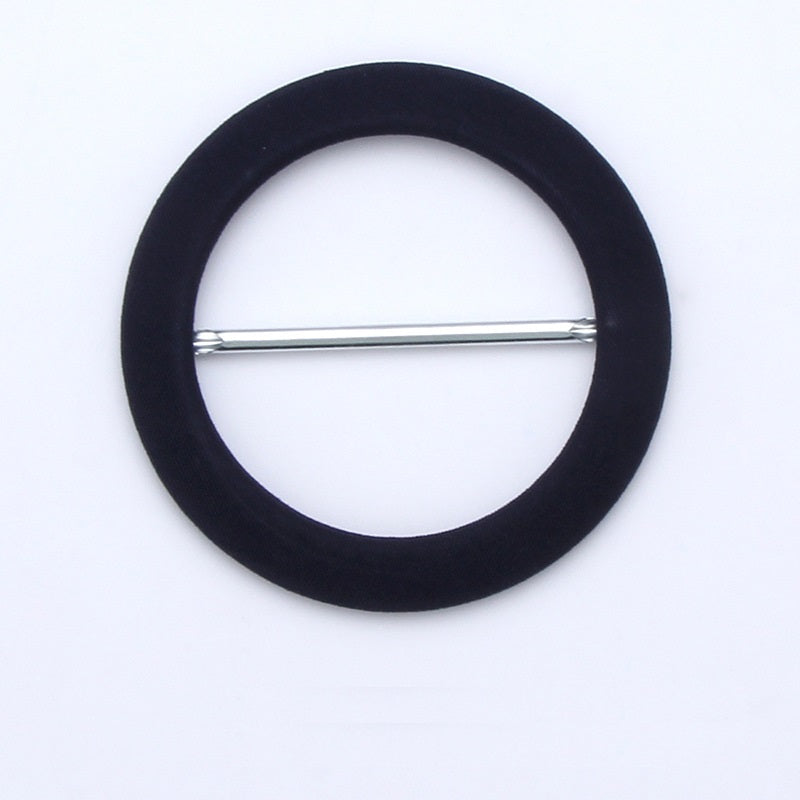 Runde D-Ring-Schnalle, stoffbezogen, schwarz, mit Metallstange