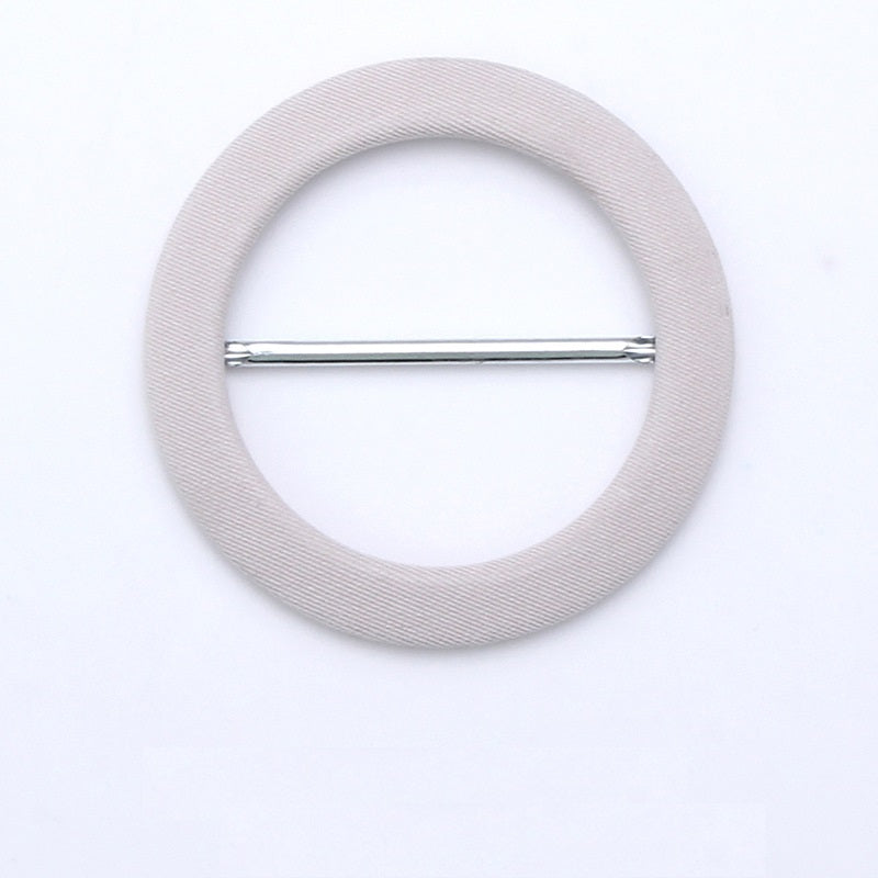 Runde D-Ring-Schnalle, stoffbezogen, beige, mit Metallstange