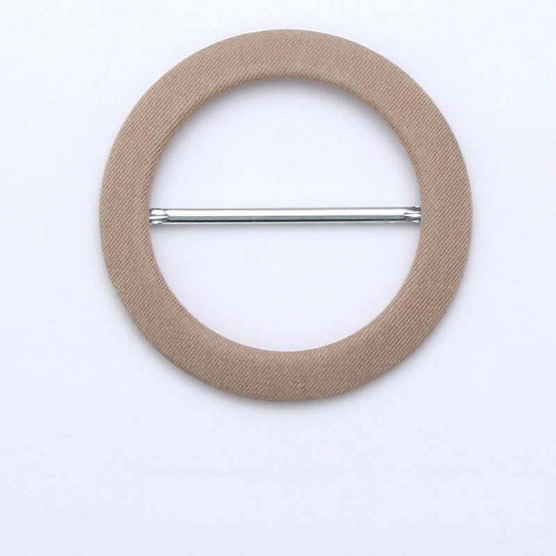 Runde D-Ring-Schnalle, stoffbezogen, khaki-beige, mit Metallstange
