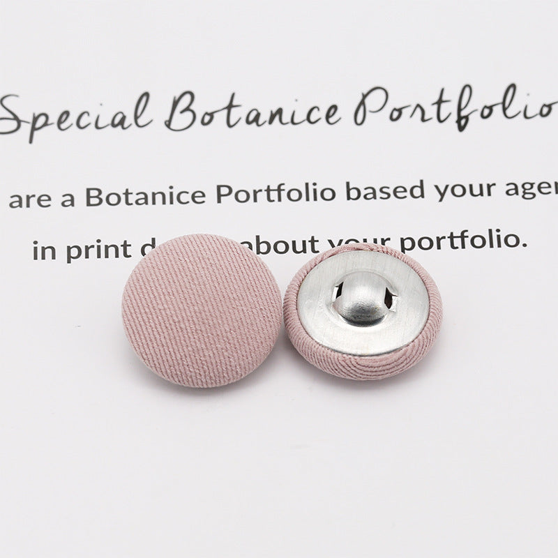 Round fabric-covered shank buttons, light pink, 20 pcs set