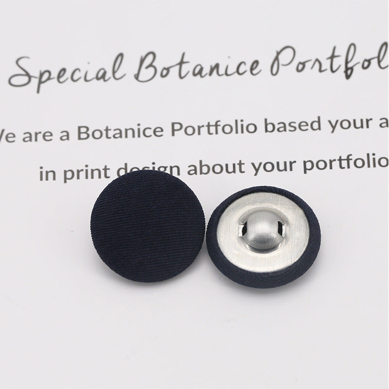 Round fabric-covered shank buttons, dark navy, 20 pcs set