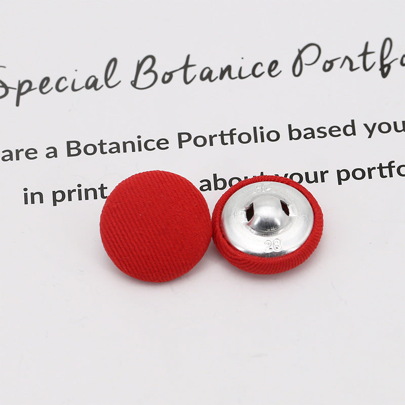 Round fabric-covered shank buttons, red, 20 pcs set