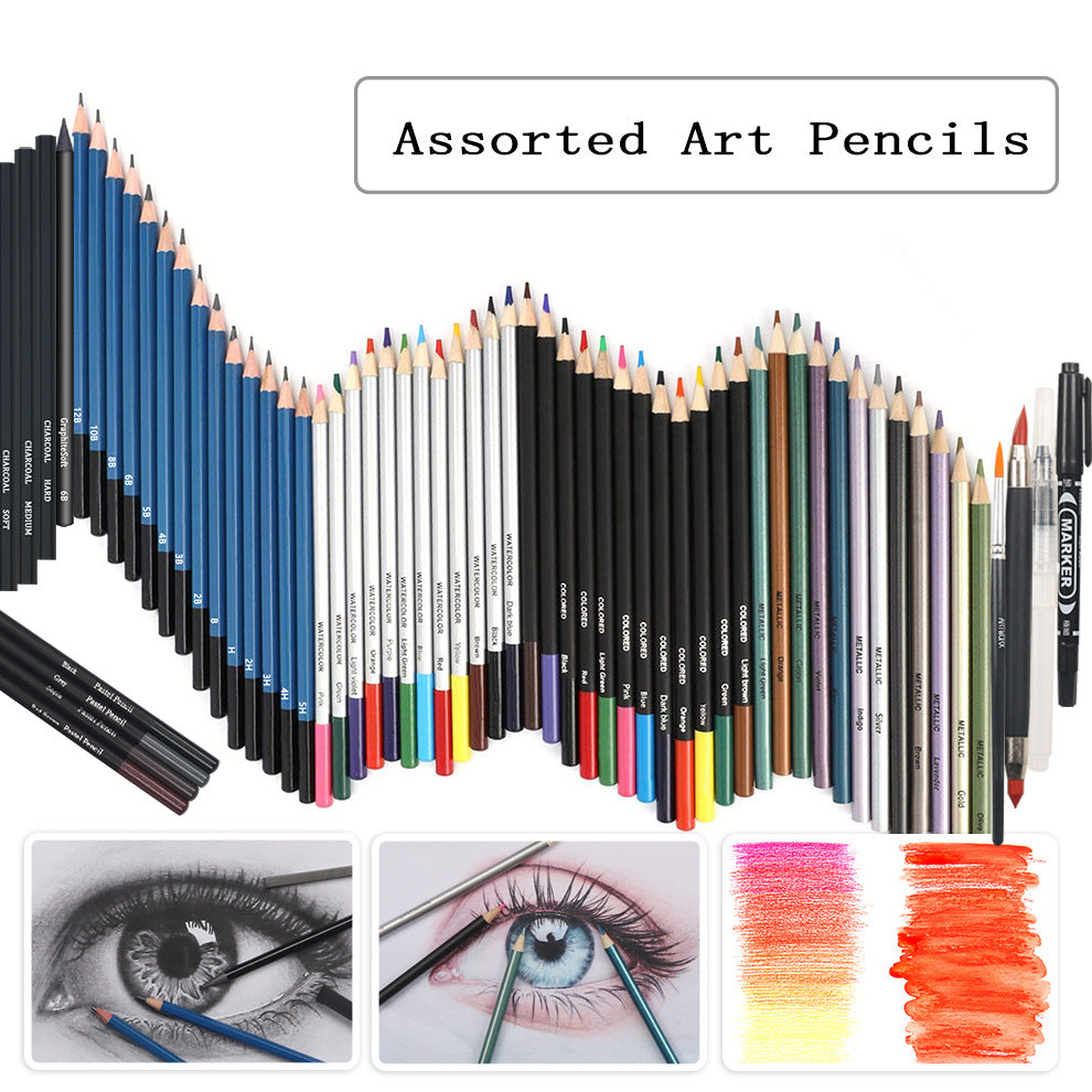 KALOUR 83 Piece Art Drawing Supplies Colored Sketching Pencils Set