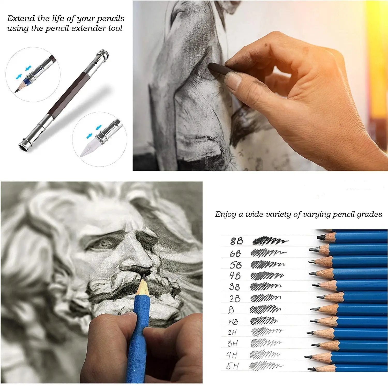 KALOUR 83 Piece Art Drawing Supplies Colored Sketching Pencils Set