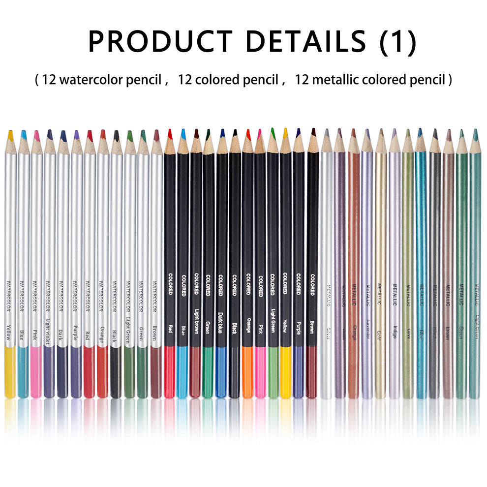 50 Pieces Metallic Colored Drawing Pencils Set