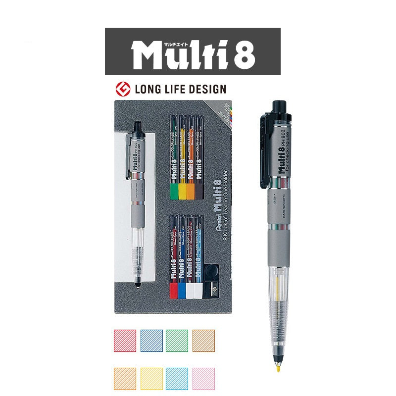 Pentel Pencil Lead Holder and Lead Set, Multi 8 Set (PH802ST)